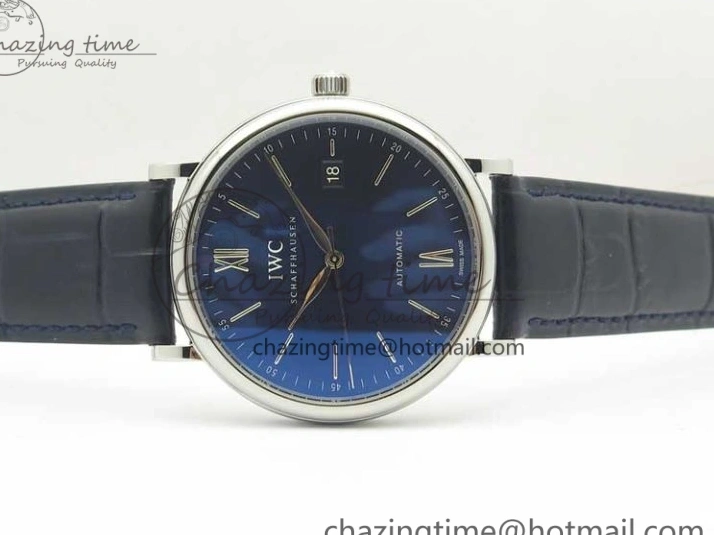 MIROTIME 0402 Refined Portofino Automatic SS MKF 1:1 Best Edition Blue Dial On Blue Leather Strap MIYOTA 9015 V 7201
